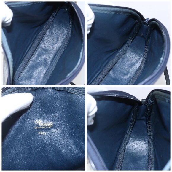 GUCCI Micro GG Supreme Shoulder Bag PVC Beige Gold 007 067  GUCCI Micro GG Supreme Shoulder Bag PVC Navy Gold Auth BA7782
